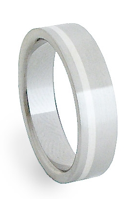 Stalowa obrączka ślubna z srebrem  ZAG05200