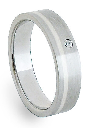 Stalowa obrączka ślubna z srebrem ZAG05202