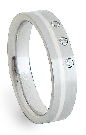 Stalowa obrączka ślubna z srebrem  ZAG05250