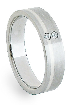 Stalowa obrączka ślubna z srebrem ZAG05252
